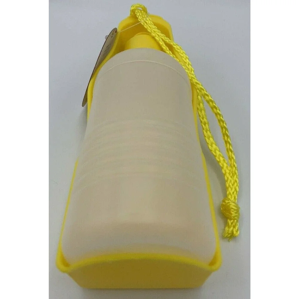 Portable Pet Dog Cat Water Drinking Feeding Bottle Bowl Dish‎ Travel 10oz YELLOW